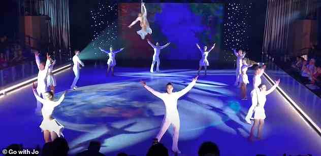 'Royal Caribbean is proud of its trailblazing entertainment and Wonder takes this to the next level,' says Jo. Above is the 'ice-dancing extravaganza' on Wonder¿s skating rink