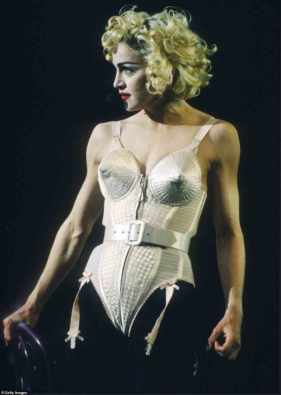 Mama did it first: Madonna in her Jean Paul Gaultier conical bra corset for her Blonde Ambition Tour in 1990