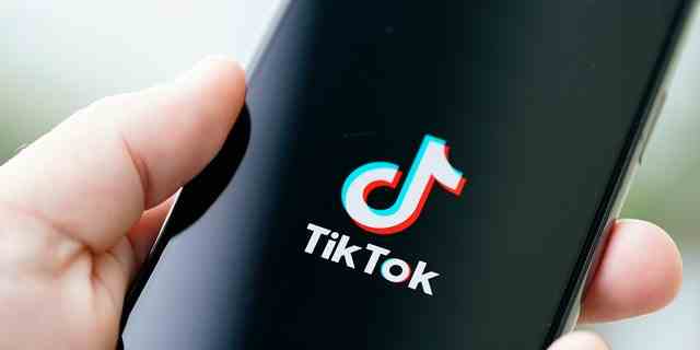 Das TikTok-Logo ist auf einem iPhone zu sehen.  (Foto von Jaap Arriens/NurPhoto über Getty Images)