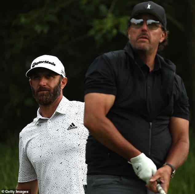 Norman has managed to convince Phil Mickelson (right) and Dustin Johnson (left) to defect to the LIV tour by offering eye-watering amounts of money