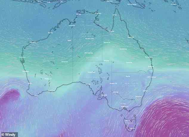 Icy winds blowing up from the Southern Ocean will see a cold start to the week for Australia's east coast (pictured)