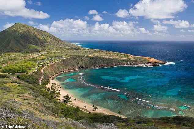 A guided tour of the North Shore of the island of Oahu, Hawaii (pictured), ranks third overall - also earning the top spot on the U.S ranking