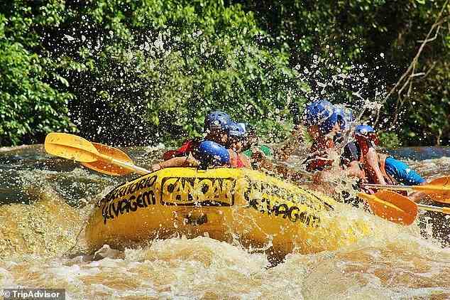 Ninth place goes to a £23 rafting trip down the Jacare Pepira River in Brazil (pictured above)