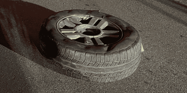 Jared Bridegan was gunning down Feb. 16 in Jacksonville Beach, Florida, after he encountered this tire in the road.