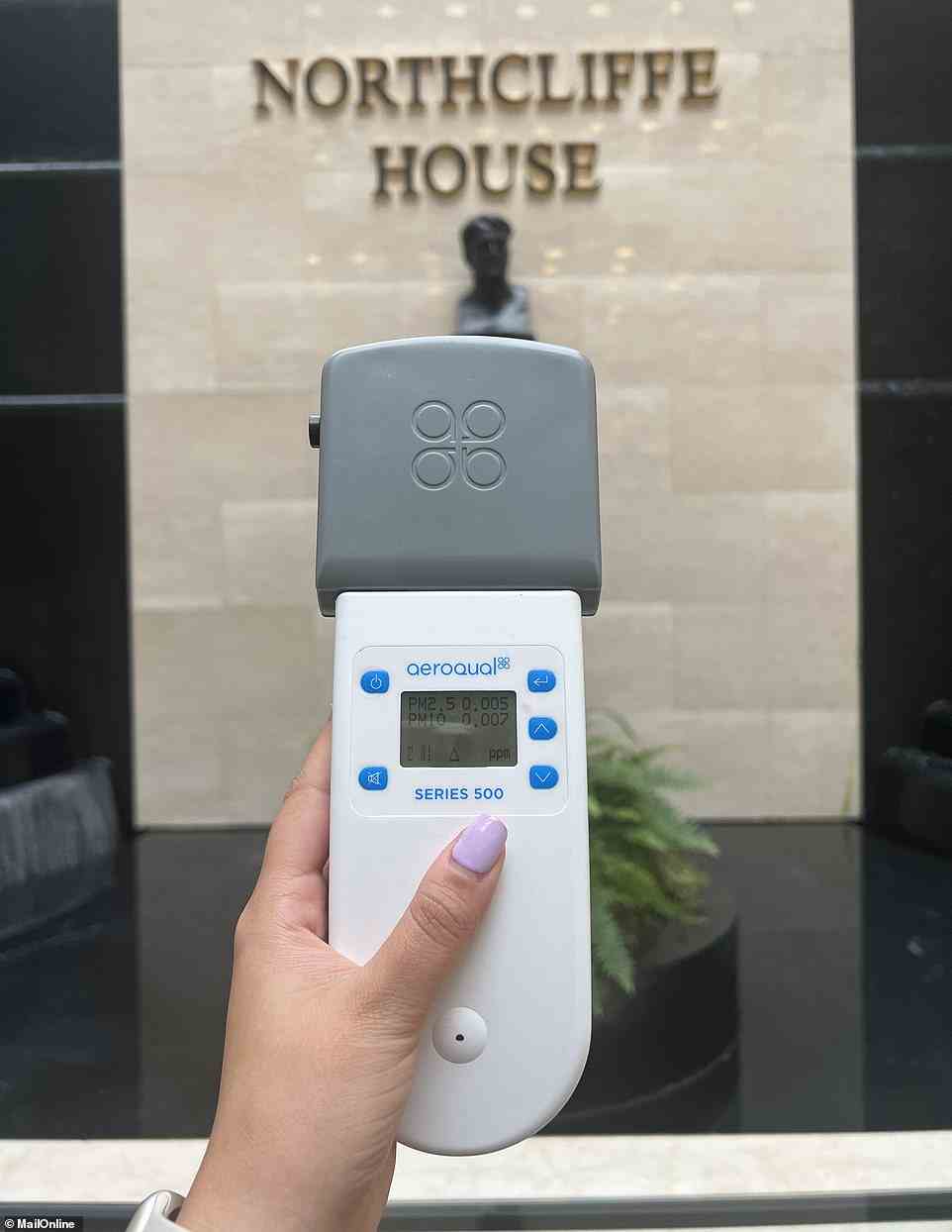 The first stop for indoor air quality testing was the MailOnline office in Kensington. Our office has a large, open-plan design and is set on the third floor of a large, multi-level building