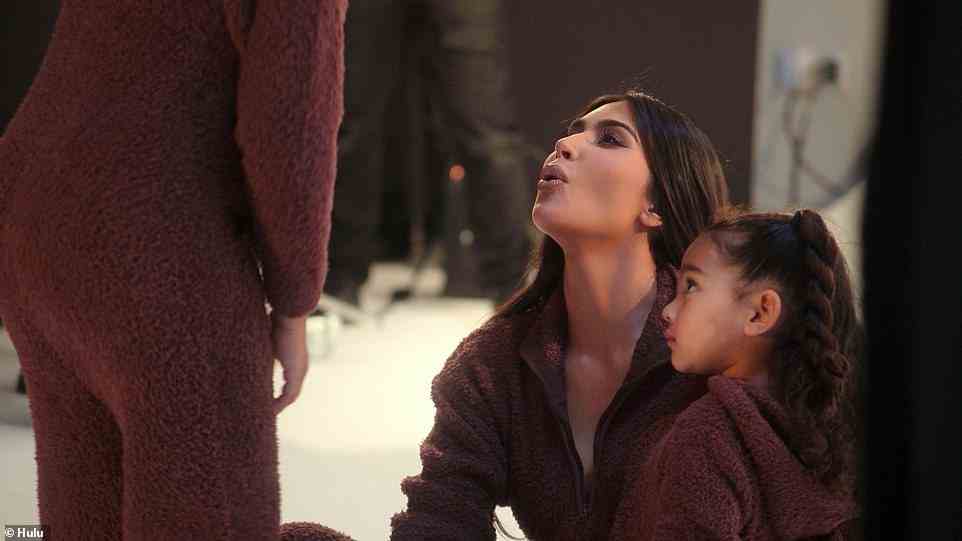 Stop: We see glimpses from the chaotic photo shoot as Kim is heard telling her kids to 'stop it' as she asks Chicago, 'what did you do that for?'