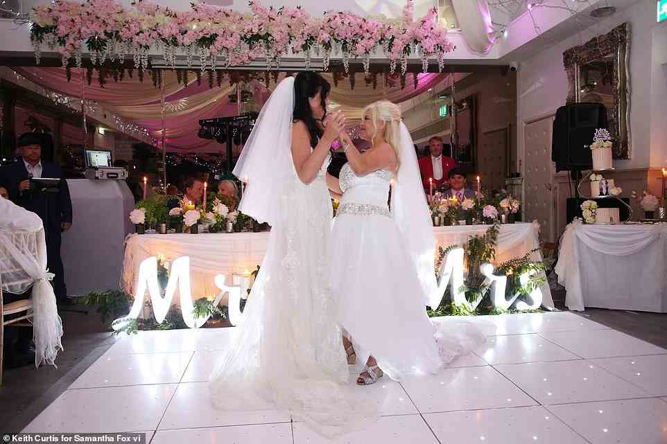 Adorable: The Mrs and Mrs enjoyed their first dance in front of their friends and family