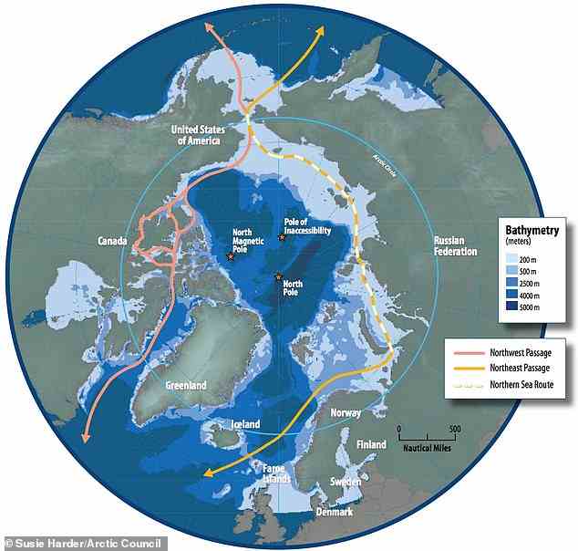 Die Nordseeroute ist eine Schifffahrtsroute in arktischen Gewässern.  Teile der Nordseeroute sind nur zwei Monate im Jahr eisfrei