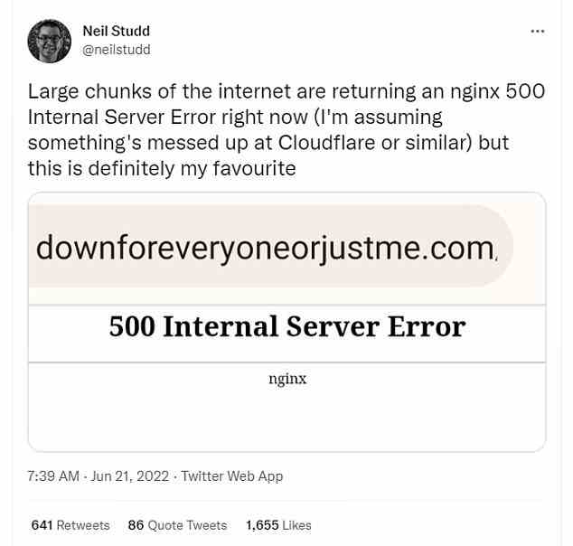 Internetnutzer nutzten Twitter, um ihre Besorgnis darüber auszudrücken, dass „große Teile des Internets“ einen 505 Internal Server Error zurückgaben