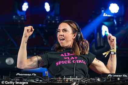 Mel C plays a DJ set at the Williams Green Stage on day two of Glastonbury Festival at Worthy Farm in Somerset last night