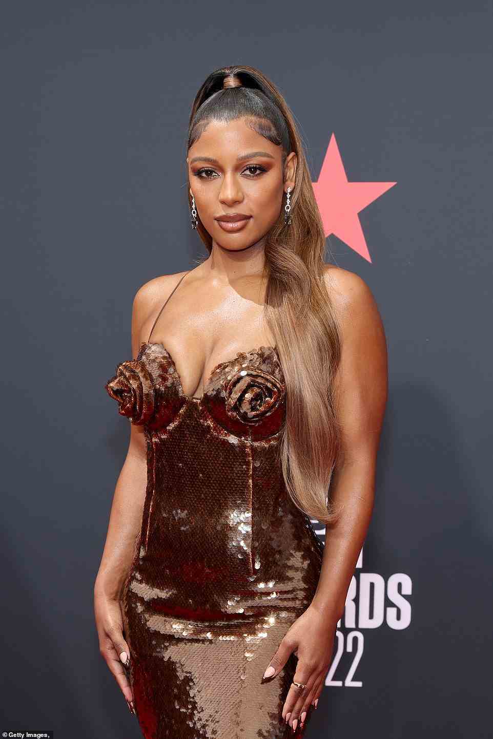 Madonna inspired? Victoria Monét sizzled in a brown sequin Madonna inspired gown