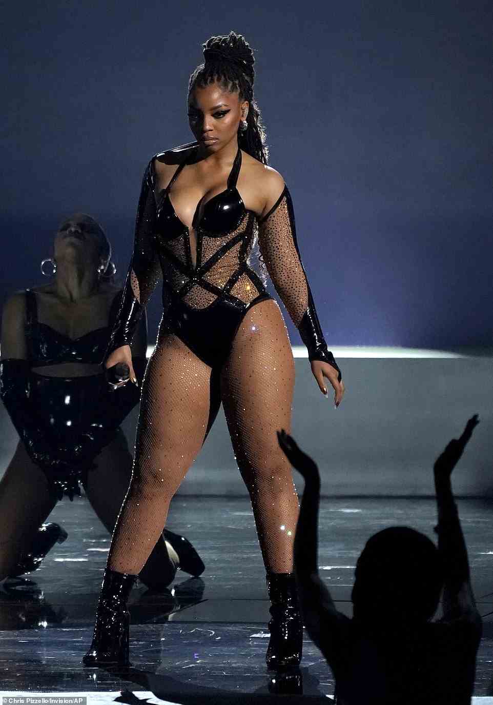 Wow! She then rocked the BET stage in a sexy black bodysuit