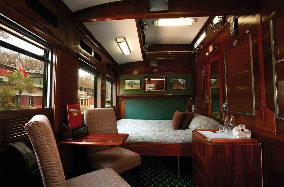 This is one of the Emerald double cabins on the Shongololo Express, which runs out of the Rovos Rail Station in Pretoria, South Africa