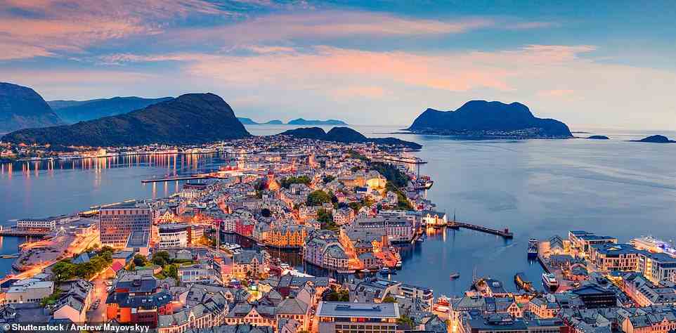 Alesund to the north of Norway (pictured) - another place that Mark has visited - was rebuilt in Art Nouveau style after a catastrophic fire in 1904