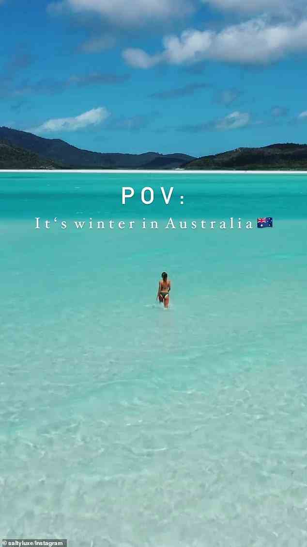 Die australische Reisebloggerin Sarah hat auf Instagram ein Video von ihrer Zeit auf den Whitsunday Islands in Queensland geteilt, in dem die Aussies in den kalten Südstaaten dazu aufgefordert wurden, ihrer Eifersucht Ausdruck zu verleihen