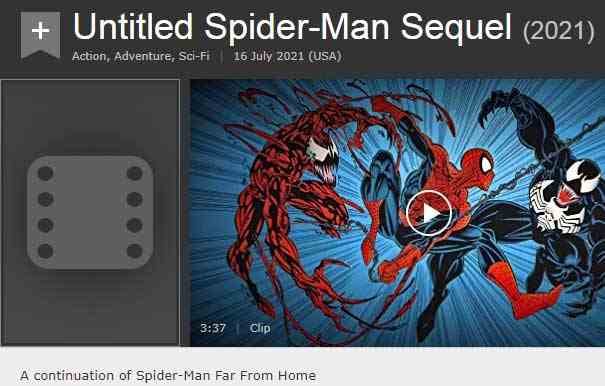 Screenshot des Archive.org-Cache der IMDB-Spider-Man-Seite 2019