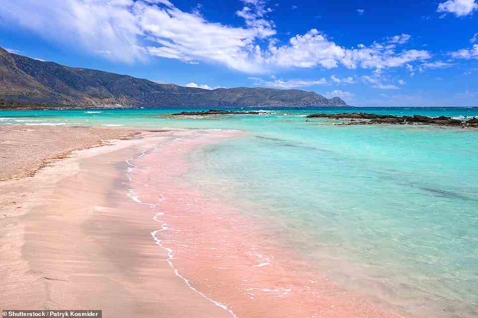 46. ELAFONISI BEACH, CRETE, GREECE: ¿This unusual pink beach was once a locals' secret,' says Big 7 Travel, 'but it has become an Instagram sensation in the past few years. Despite its popularity, tourism hasn¿t spoiled it.' The pinkish colour of the sand comes from crushed seashell powder. Big 7 Travel adds that the beach is connected by a sandbar to an island nature reserve, so you can 'stroll along the shore and enjoy the view'