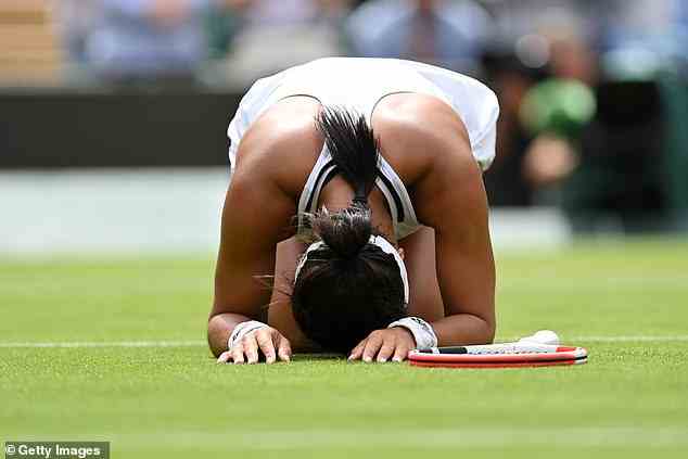 Sie fiel auf die Knie, nachdem sie den letzten Punkt gegen Kaja Juvan auf Court 1 gewonnen hatte
