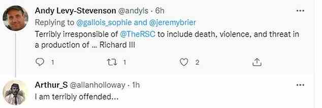 Dem RSC wurde scherzhaft vorgeworfen, unverantwortlich zu sein, weil er Gewalt in Richard III