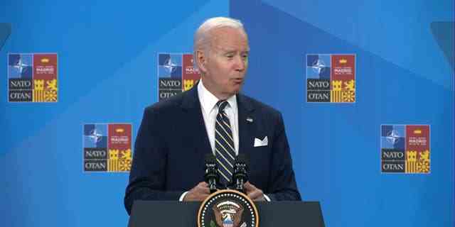 Präsident Joe Biden hält eine Pressekonferenz ab.