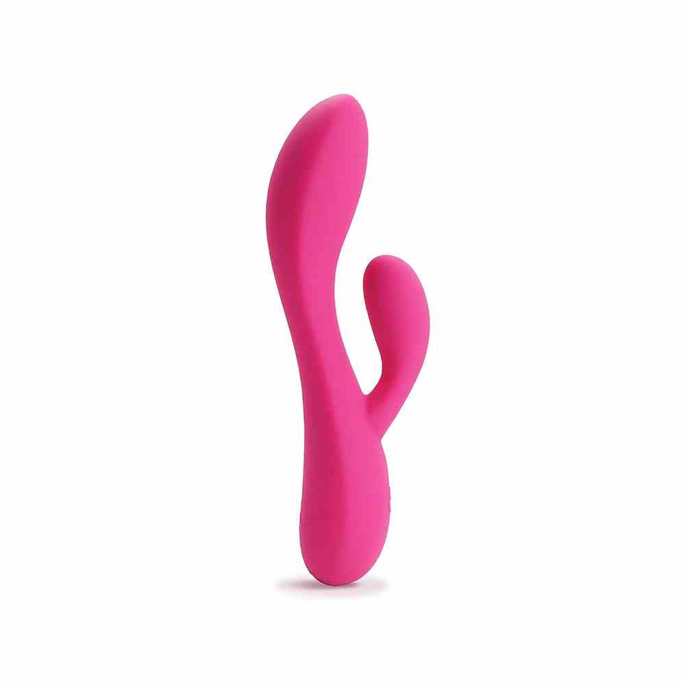plusOne Dual Vibrating Massager Hot Pink Vibrator auf weißem Hintergrund