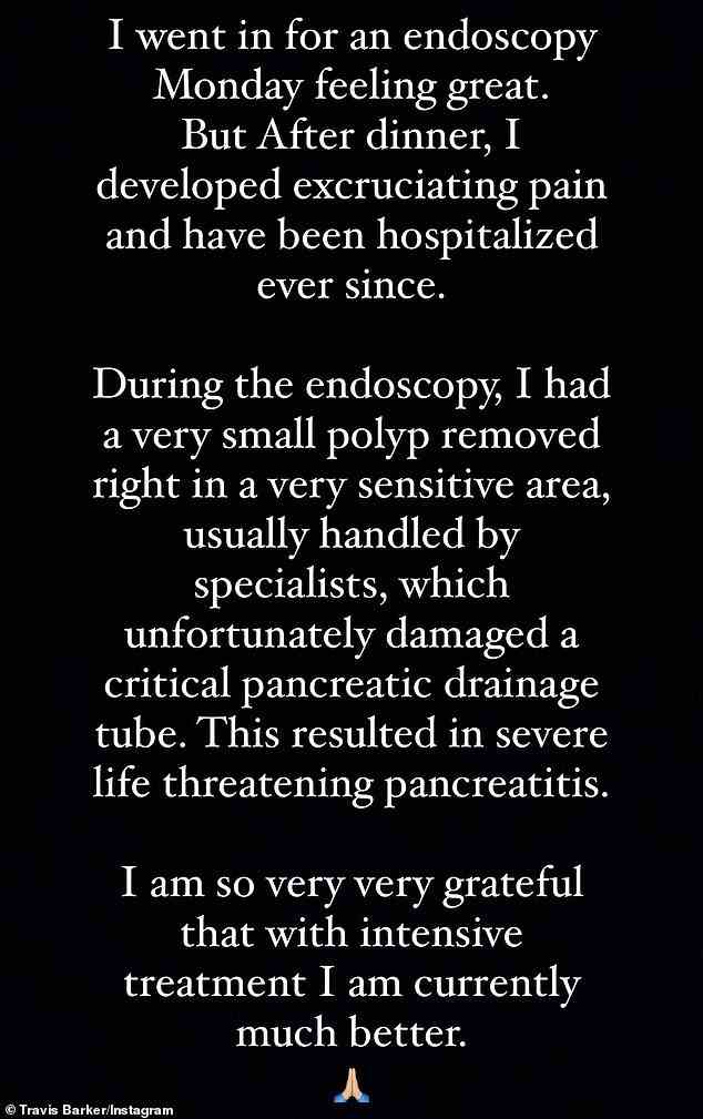 Details: In seiner neuesten Insta-Story schrieb er, dass seine Bauchspeicheldrüsenentzündung durch eine Polypenentfernung „in einem sehr sensiblen Bereich“ während einer Endoskopie ausgelöst wurde
