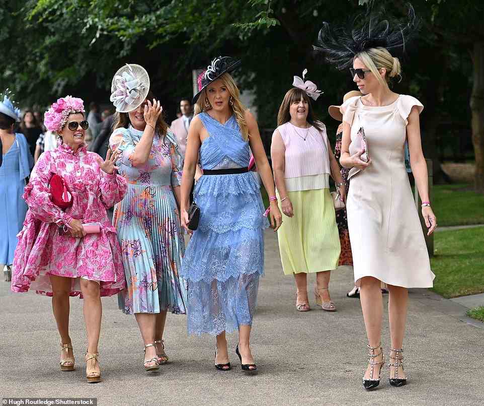 Florals for summer! One group donned a rainbow of colours for the outing, with pretty dresses covered in floral prints and lacey gowns