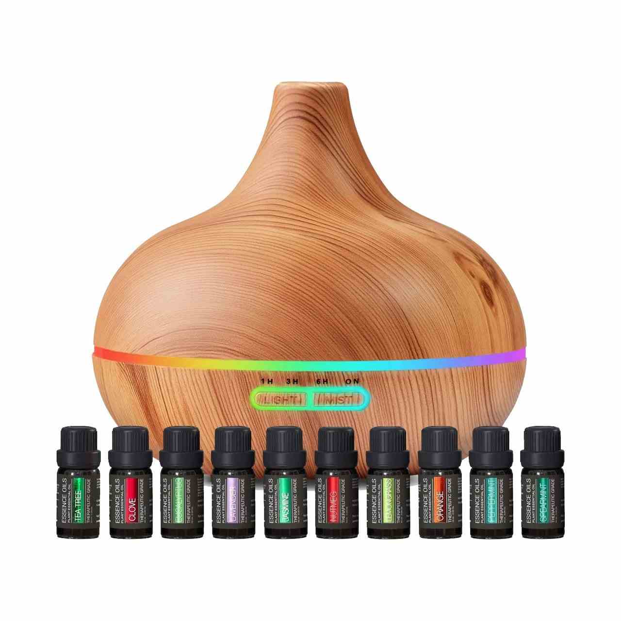 Ultimate Aromatherapy Diffuser & Essential Oil Set auf weißem Hintergrund