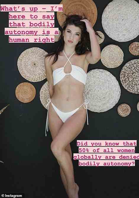 Phoebe posted several bikini-clad images of herself, while sharing her thoughts on 'bodily autonomy' and urging SCOTUS to 'keep your bans off [my body]'
