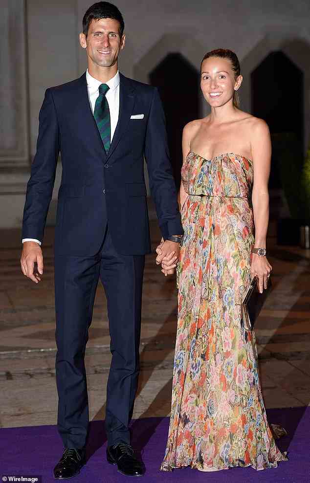 Novak Djokovic und seine Frau Jelena nehmen am 12. Juli 2015 am Wimbledon Champions Dinner in der Guildhall in London teil