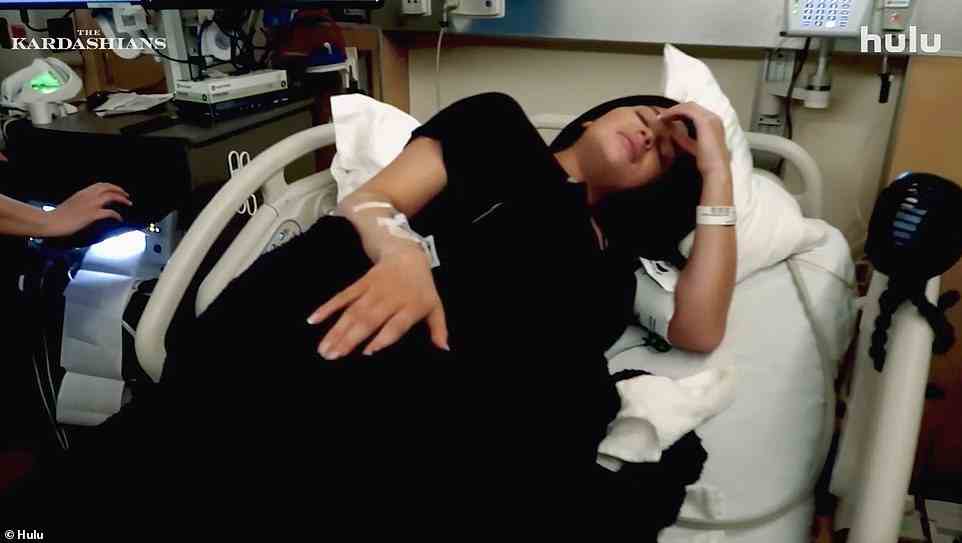 Pain: The trailer also gave an inside look into Kylie Jenner's, 24, second pregnancy as she welcomed a son on February 2