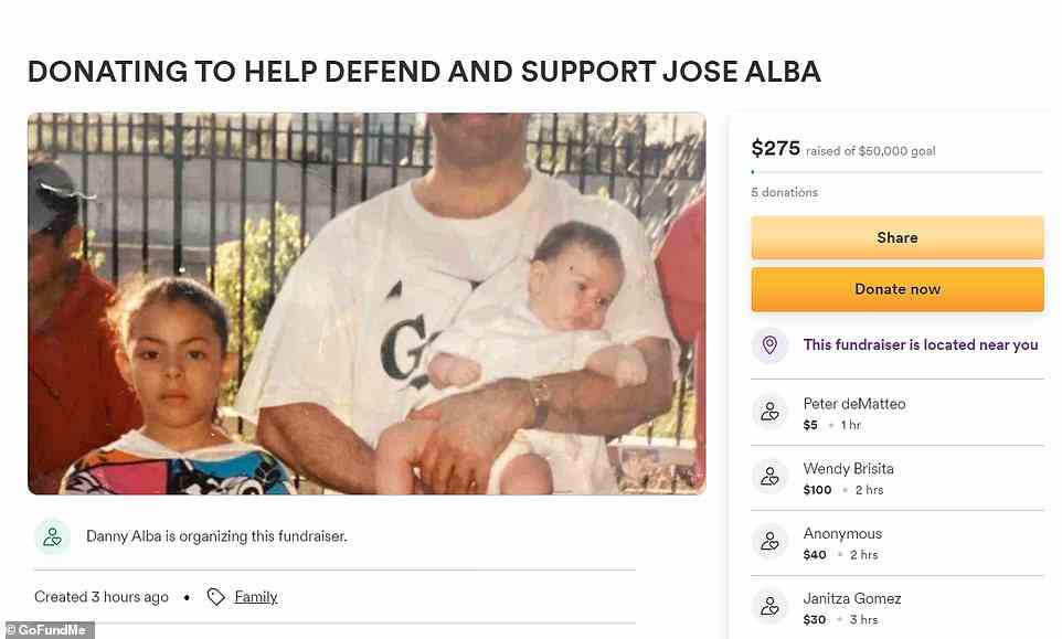 The man's family set up a GoFundMe to help him pay for his legal defense but it was removed overnight after raising $20,000
