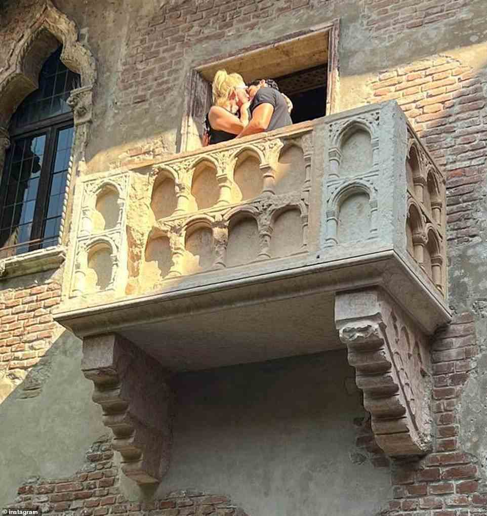The couple started their trip with a pre-birthday visit to Verona and shared a romantic kiss on Juliet's balcony, a tourist attraction inspired by William Shakespeare's Romeo and Juliet