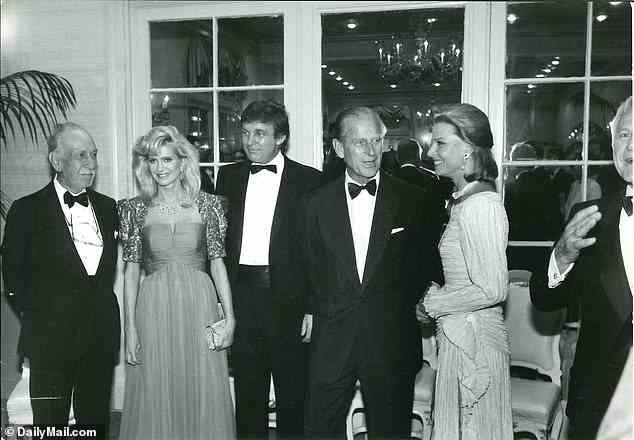Ivana and Donald Trump are pictured together at a black-tie social gathering