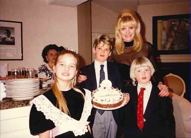 Ivana is pictured with her children Donald Jr., Ivanka and Eric