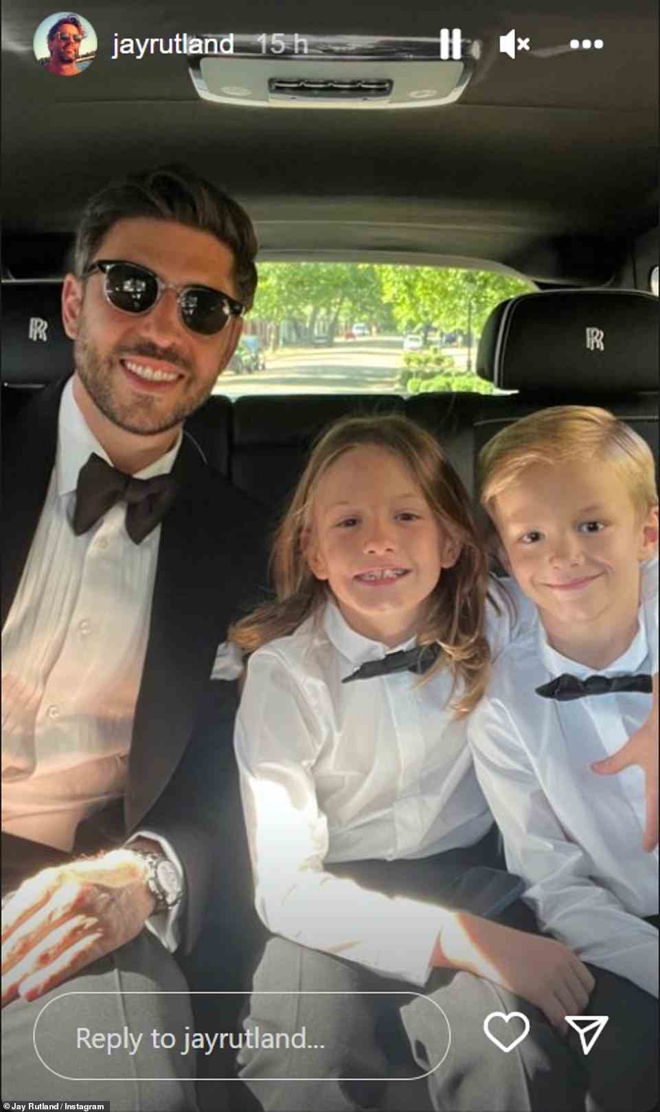 Heartwarming: Jay shared a snap of Sam alongside his two sons on the way to the ceremony