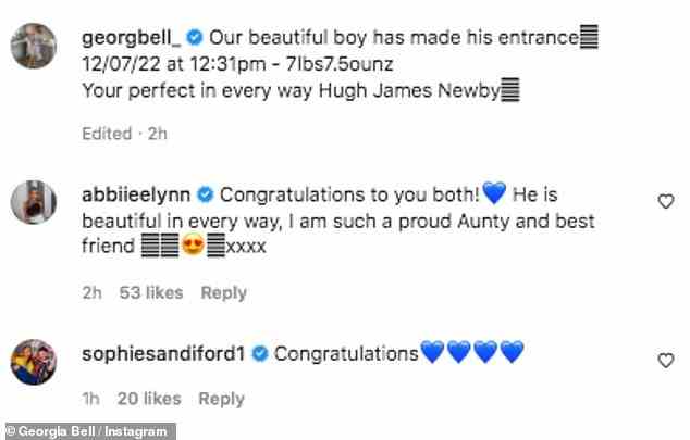 Yay!  Der TV-Star gab am Mittwoch bekannt, dass sie mit ihrem Freund Josh Newby einen kleinen Jungen namens Hugh zur Welt gebracht hat