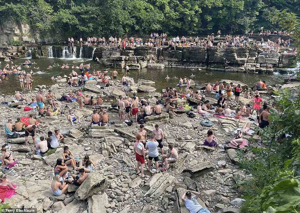Police were called amid concerns over public safety due to people jumping into the river and lighting portable BBQs at River Swales Waterfalls