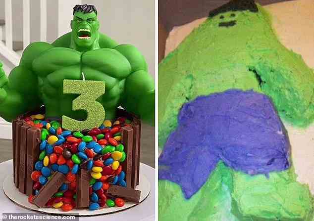 Der unglaubwürdige Hulk: Wir stellen uns vor, dass diese US-Mutter schockiert war, als der Kuchen ankam und aussah, als würde jemand darauf sitzen