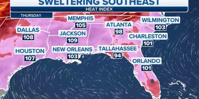 Die Hitzeprognose für den Süden der USA