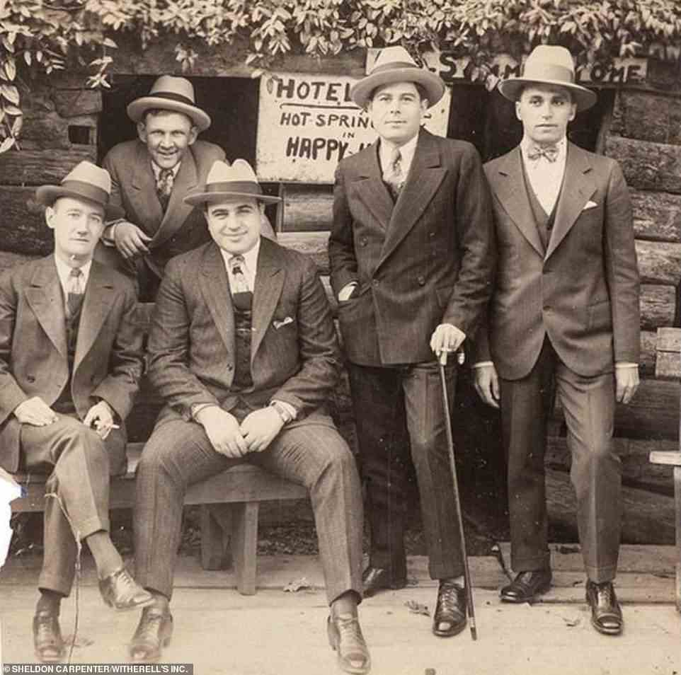 Capone was considered one of the most notorious gangsters of the Prohibition era and was the mob boss of the Chicago Outfit. This photo of Capone and his associates in Hot Springs, Arkansas, will begin at $1,250