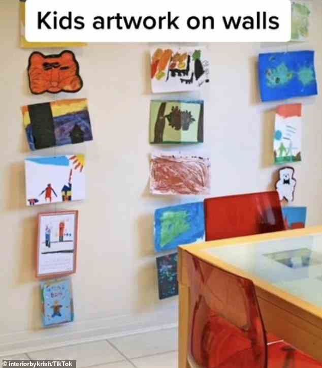 Viele Leute lieben es, die Kunstwerke ihrer geliebten Kinder zu zeigen, indem sie sie an die Wände hängen, aber der Student der Innenarchitektur sagt, dass es Ihr Zuhause billig aussehen lässt