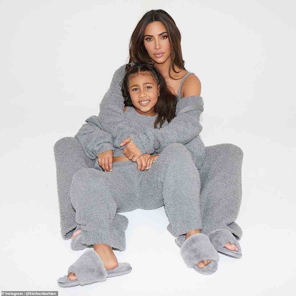 Fashion darling: Kim Kardashian and Kanye West¿s eldest daughter North has been staring in shoots and campaigns ever since she was born - pictured modeling Skims