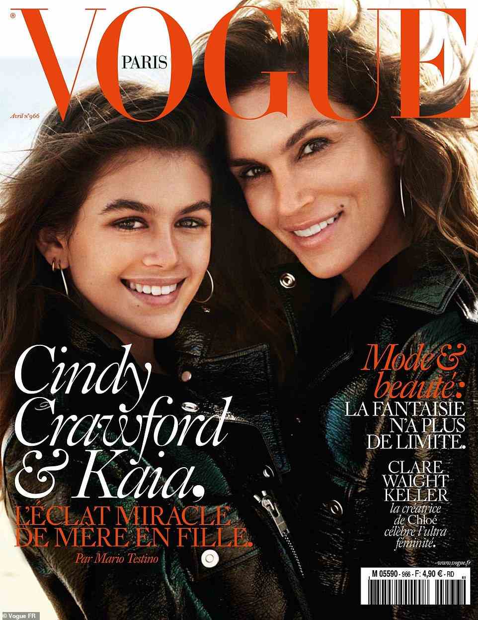 Copy and paste: Supermodel Cindy Crawford joined her daughter Kaia Gerber on the cover of Vogue Paris in 2016