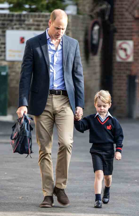 Prinz Georges erster Schultag in London.