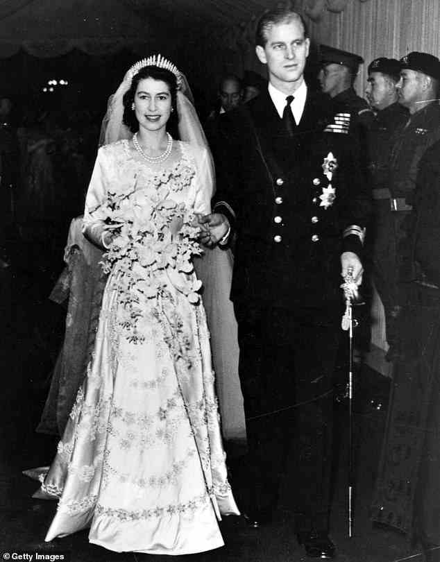 Queen Elizabeth II - then Princess Elizabeth - and the Duke of Edinburgh on their wedding day. She became queen on her father King George VI's death in 1952