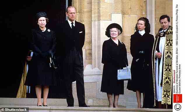 The Queen and Prince Philip attend the funeral of Princess Margaret, who died at the age of 71 following a stroke