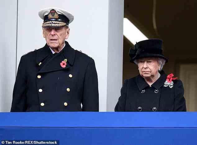 Prince Philip and Queen Elizabeth II at the 2017 Remembrance Service, The Cenotaph, London