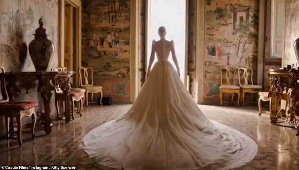 Stepping into the future: The beautiful footage shows Lady Kitty Spencer ahead of the ceremony. It is the most intimate look yet at how the day unfolded