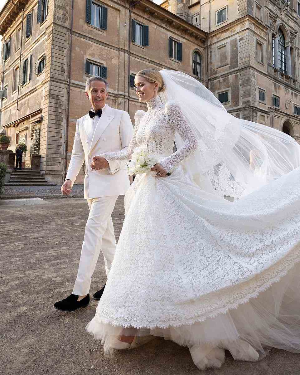 Happily ever after: Princess Diana's niece wed fashion tycoon Michael, pictured - who is five years older than her father Charles Spencer - at a 17th century castle on July 24, 2021